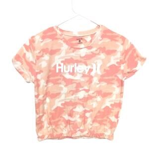 HURLEY Girls' Pink Camo Semi-Cropped T-Shirt - Size M